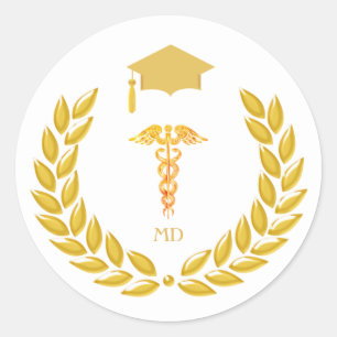 Adesivo Monograma e Doutor em Medicina Graduado Dourado