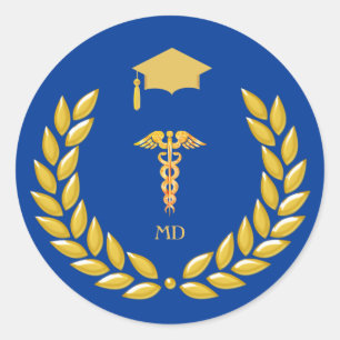 Adesivo Monograma e Doutor Médico Graduado Dourado