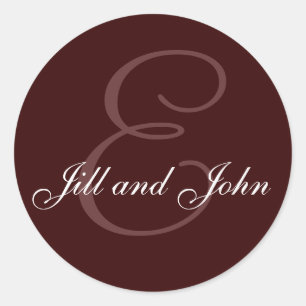 Adesivo Monograma E e selo dos nomes castanho chocolate