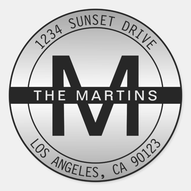 Adesivo Monograma e Endereço Circular Negrito | Gradiente  (Frente)
