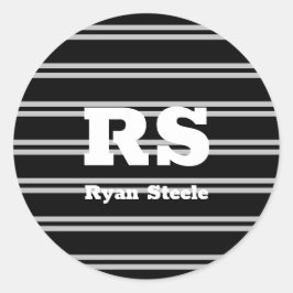 Adesivo Monograma e Nome Branco em Nevoeiro, Linhas Cinza 