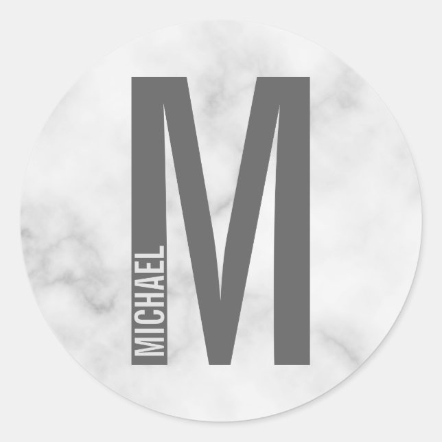 Adesivo Monograma e Nome de Negrito Personalizado Moderno (Frente)