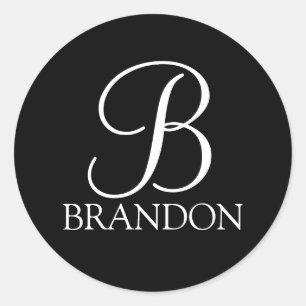 Adesivo Monograma e Nome de Script Personalizado Preto