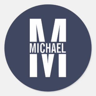 Adesivo Monograma e Nome Personalizados Azul-marinho