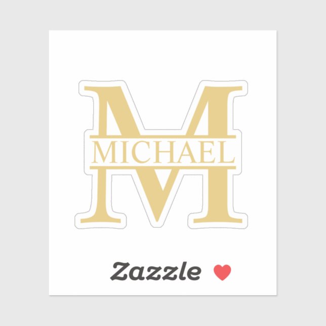 Adesivo Monograma e Nome Personalizados Branco e Dourado (Folha)