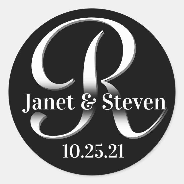 Adesivo Monograma e Nomes Preto e Branco (Frente)