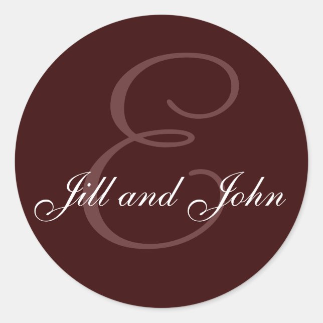 Adesivo Monograma E Nomes Seal Chocolate castanho (Frente)