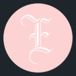 Adesivo Monograma E Sticker Antigo Estilo Inglês Rosa<br><div class="desc">Monograma E Sticker Antigo Estilo Inglês</div>