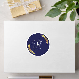 Adesivo Monograma Elegante Azul Marinho e Dourado (Persona