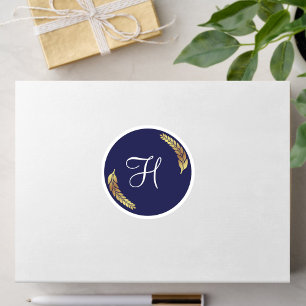 Adesivo Monograma Elegante Azul Marinho e Dourado (Persona