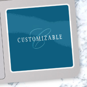 Adesivo Monograma Elegante   Azul Oceano