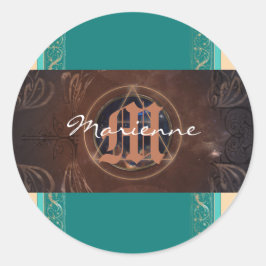 Adesivo Monograma elegante barroco alquimista medieval