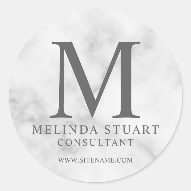 Adesivo Monograma Elegante Branco Clássico de Negócios Rou (Frente)