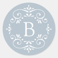 Monograma Elegante Branco e Azul