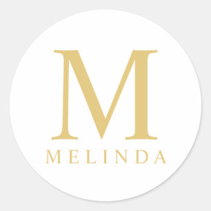 Adesivo Monograma elegante branco e Dourado