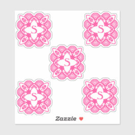 Adesivo Monograma elegante branco rosa 4Sarah