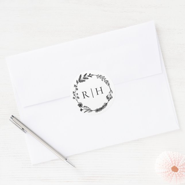Adesivo Monograma Elegante | Casamento inicial por terra (Envelope)