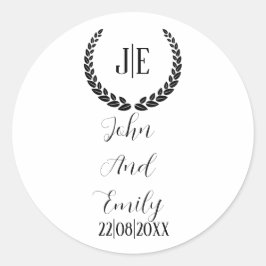 Adesivo Monograma elegante, casamento preto e branco minim