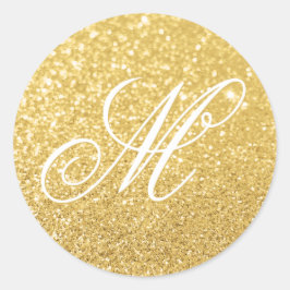 Adesivo Monograma Elegante com Brilho Dourado e Bokeh Past