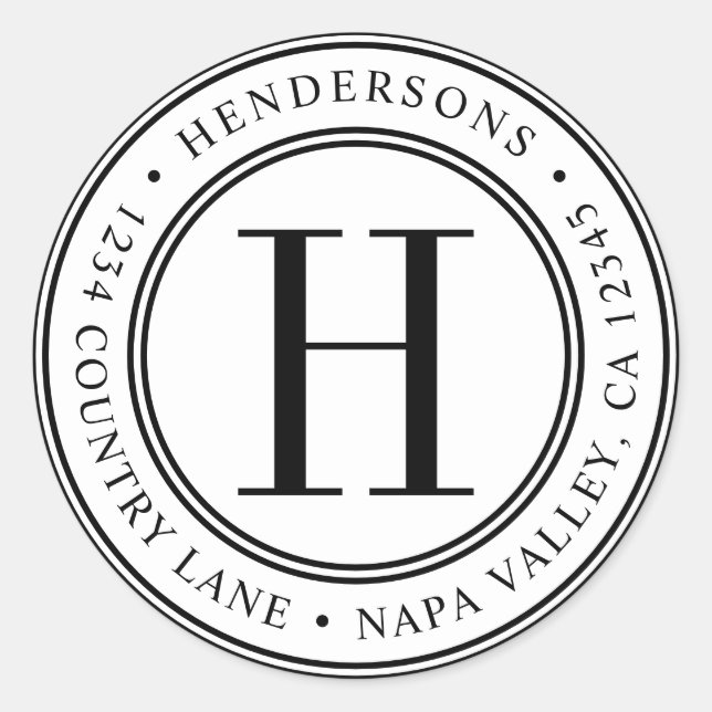 Adesivo Monograma Elegante | Crie Seu Próprio Endereço de  (Frente)