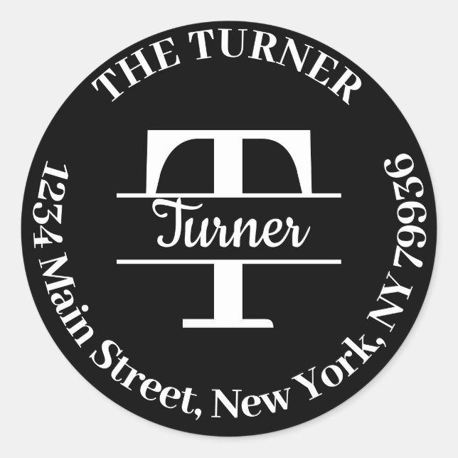 Adesivo Monograma Elegante Crie seu próprio endereço de de (Frente)