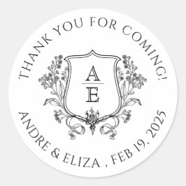 Adesivo Monograma Elegante de Black and White Crest Obriga