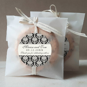 Adesivo Monograma Elegante de Casamento tema damasco Negro