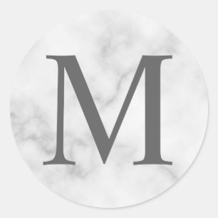 Adesivo Monograma Elegante de Mármore Branco