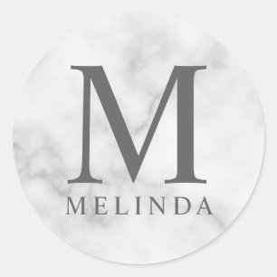 Adesivo Monograma Elegante de Mármore Branco