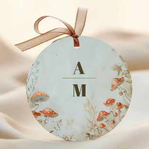 Adesivo Monograma Elegante Flor de Cogumelo Floresta Casam