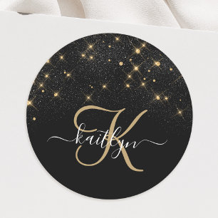 Adesivo Monograma Elegante Glitter Diamond Glitter Dourado