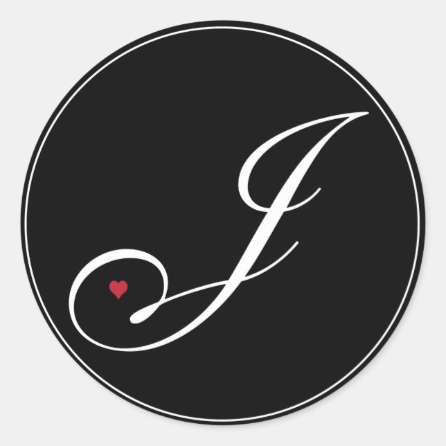 Adesivo Monograma Elegante - Letra J com coração (Frente)