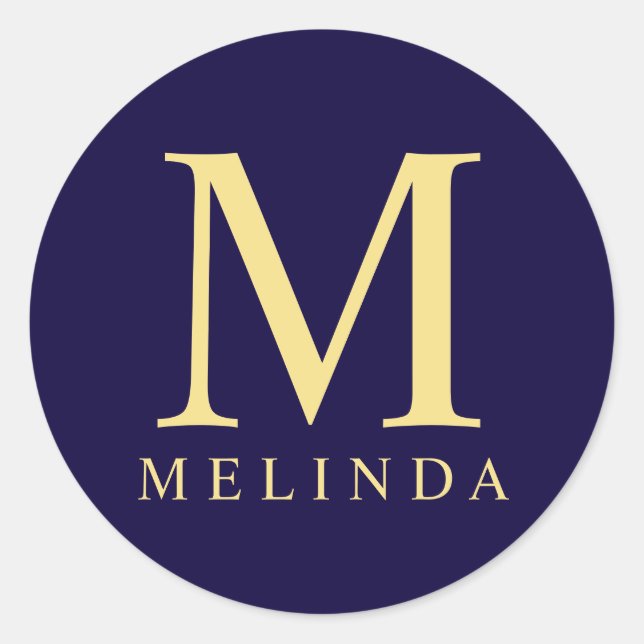 Adesivo Monograma Elegante marinho Azul e Dourado (Frente)