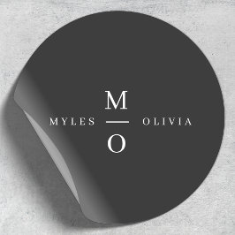 Adesivo Monograma Elegante Mínimo Na moda Preto de Casamen