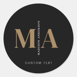 Adesivo Monograma Elegante Nome Dourado Preto