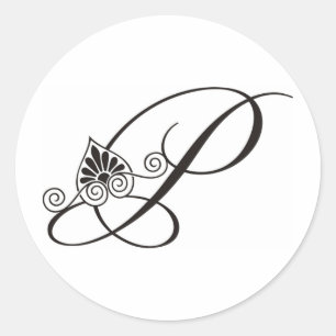 Adesivo Monograma elegante P em preto e branco