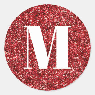 Adesivo Monograma em Faux Ruby Red Glitter