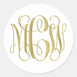 Adesivo Monograma em Script Vine Preppy Dourado Branco DIY