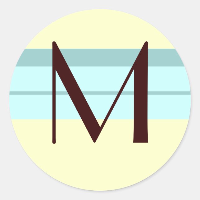 Adesivo Monograma Envelope Seal Marrom marfim azul (Frente)