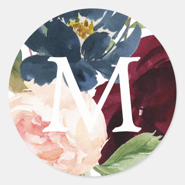 Adesivo Monograma Envelope Selos Rustic Burgundy (Frente)