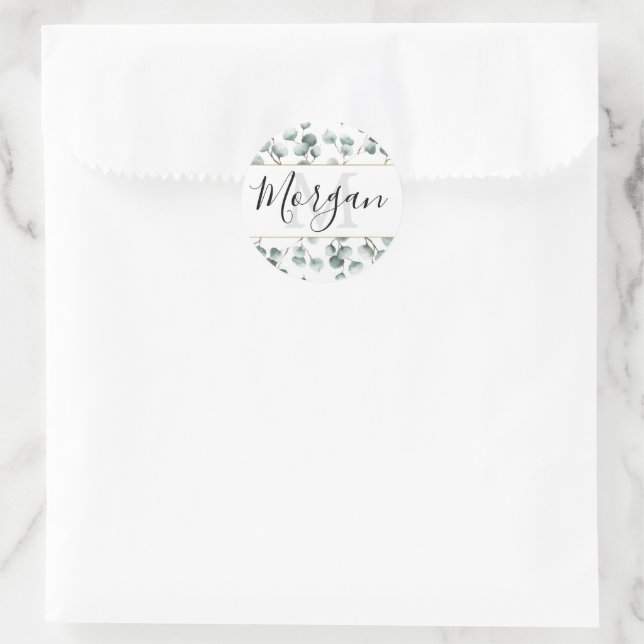 Adesivo Monograma Eucalyptus Greenery Favor Stickers (Bolsa)