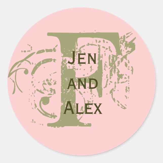 Adesivo Monograma F e Denominações Vinheta Rosa (Frente)