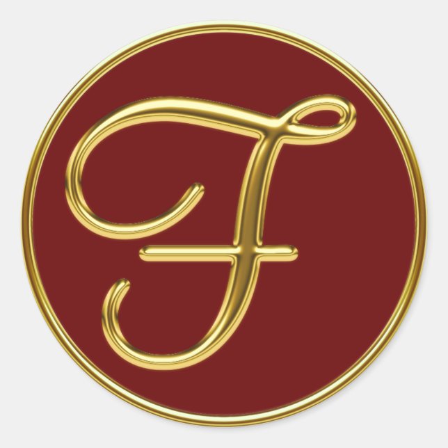 Adesivo Monograma F em ouro 3D (Frente)