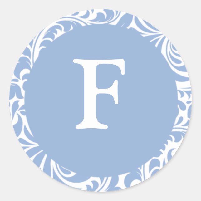 Adesivo Monograma F Pó Monogramas Blue Wedding Convite (Frente)