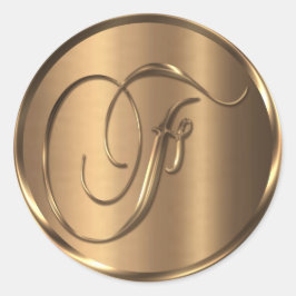 Adesivo Monograma F Selo de Envelope de Bronze Não METÁLIC