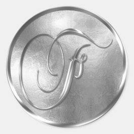 Adesivo Monograma F Selo de Envelope Silver Não METÁLICO