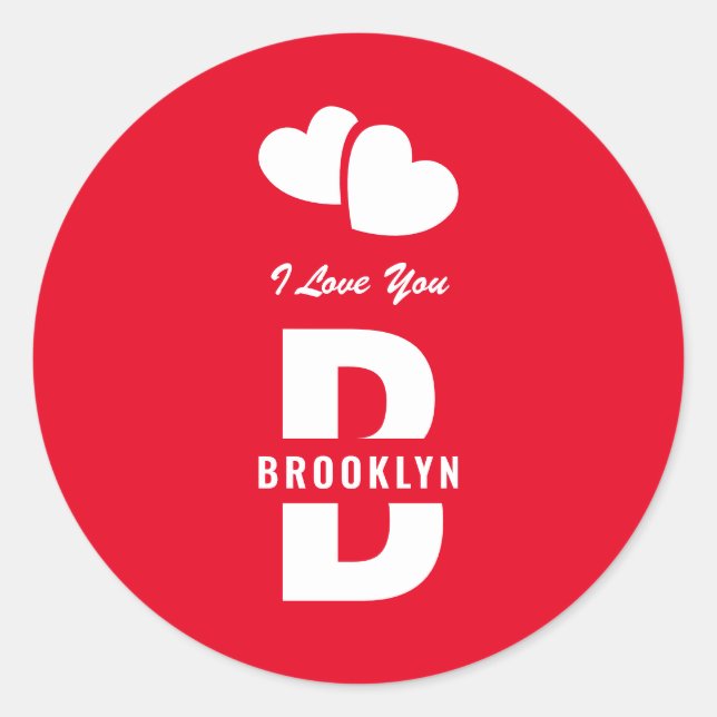 Adesivo Monograma Feliz Dia dos Namorados Vermelho Branco  (Frente)