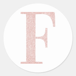 Adesivo Monograma feminino em glitter rosa dourado claro F