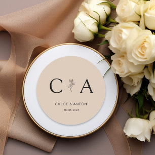 Adesivo Monograma, Flor de Arte-Linha, Casamento, Beige-Br
