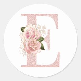 Adesivo Monograma Floral Brilhante Rosa Dourado Feminino E